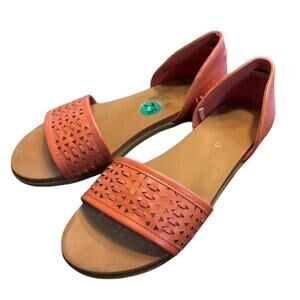 EUC Andiamo Abailey Weave Flats/Sandals Salmon Peach 7.5/7.5W Boho Faux Leather!